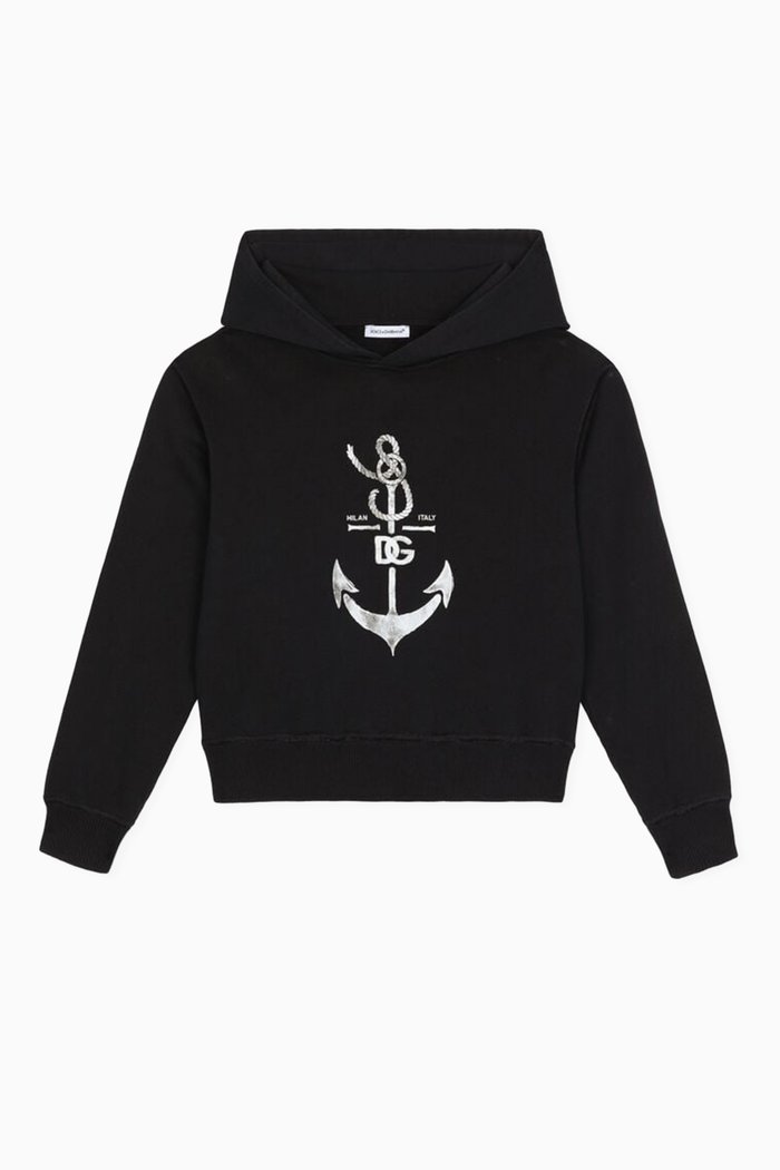 

US Anchor-print Hoodie in Cotton-jersey, Blue