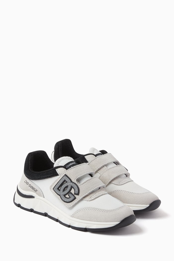 

Logo-patch Sneakers in Mesh & Suede, White