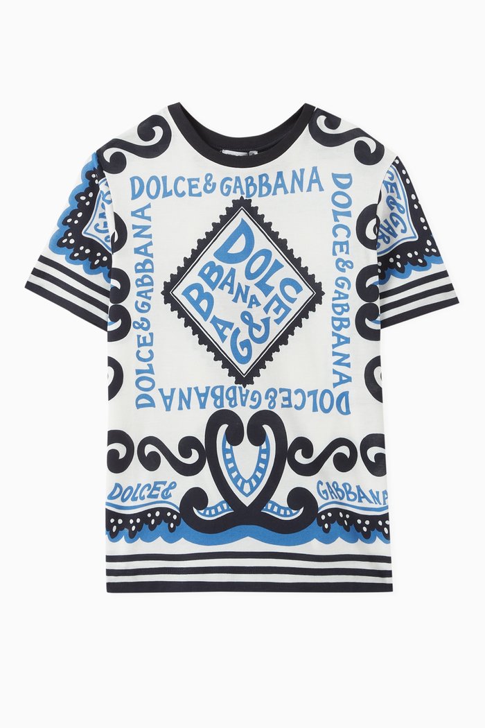 

Marina Print T-shirt in Cotton, Blue