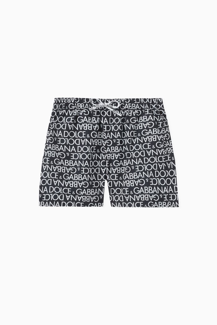 All-over Logo-print Swim Shorts in Nylon, White