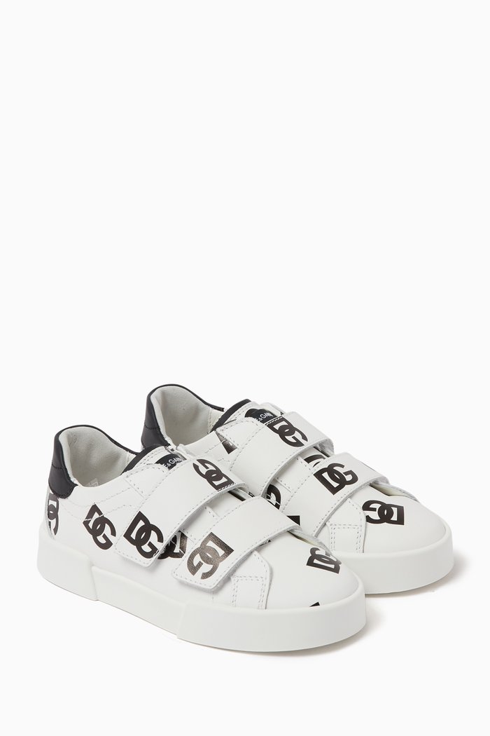 

All-over Logo Sneakers in Leather, White