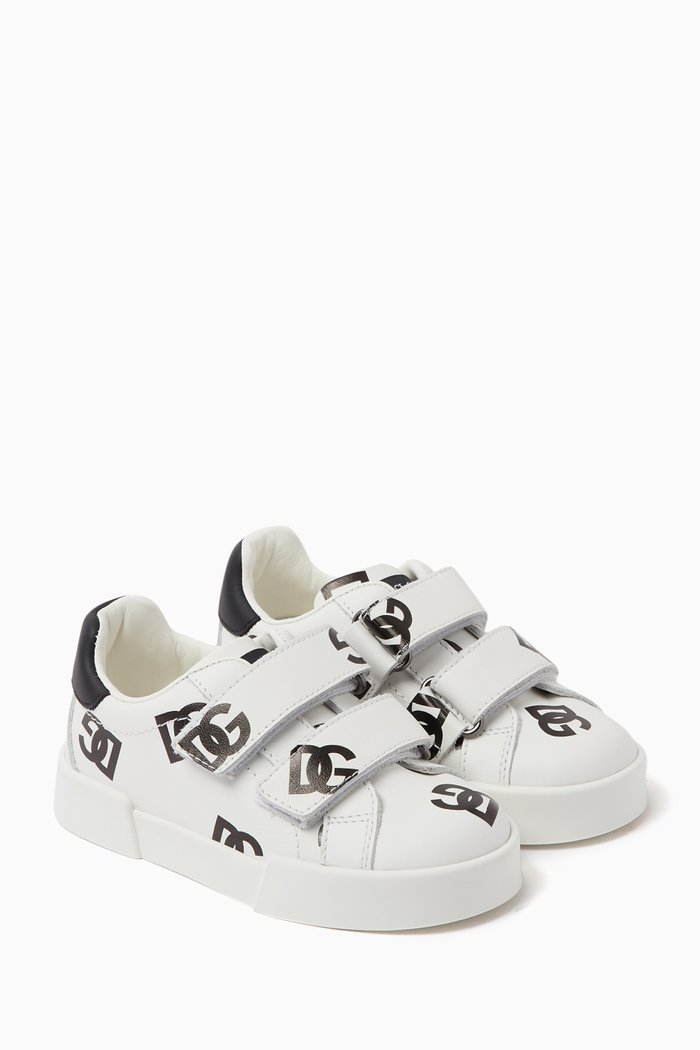 

All-over Logo Sneakers in Leather, White