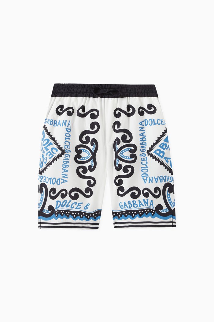 

Marina-print Bermuda Shorts in Cotton-poplin, Blue