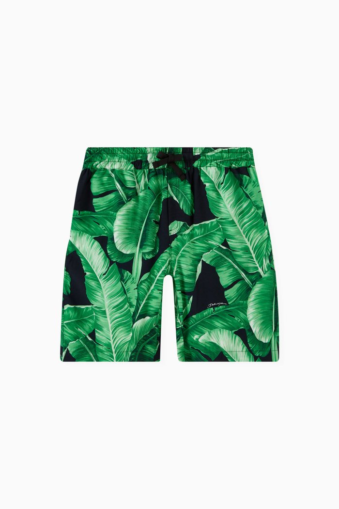 

Banana Tree Print Shorts in Viscose, Green
