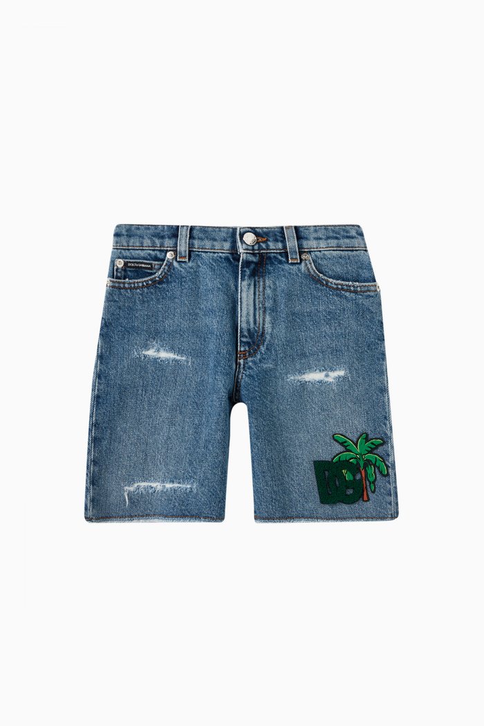 

Logo Shorts in Denim, Red