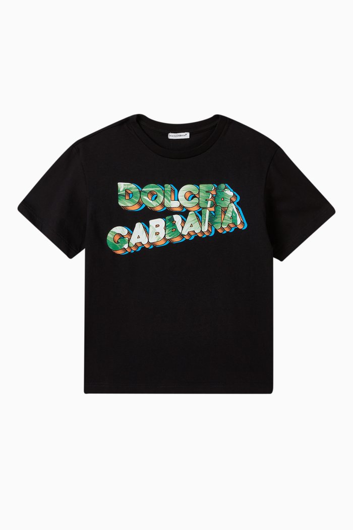 

Graphic Logo Print T-shirt in Cototn Jersey, Black