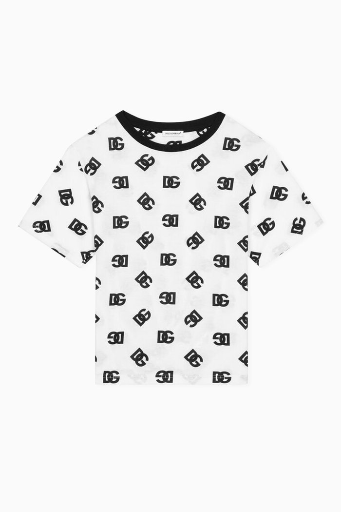 

All-over Logo-print Oversized T-shirt in Cotton-jersey, White