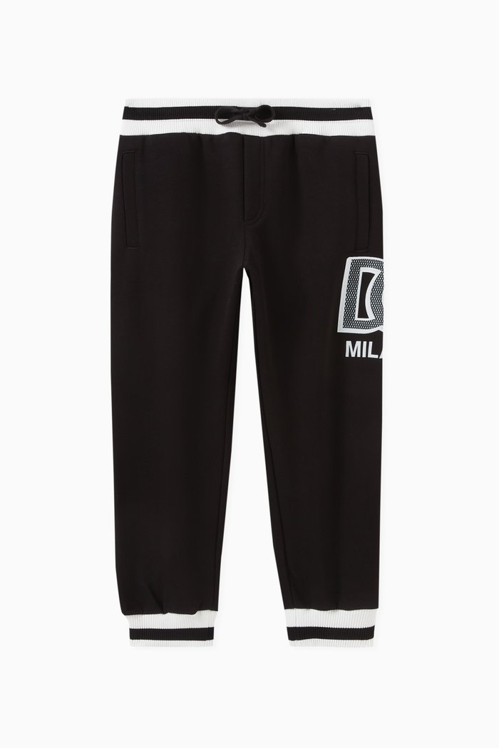 Mesh Logo-patch Sweatpants in Cotton, Black