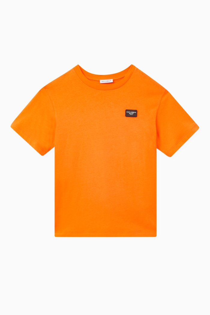 Logo-patch T-shirt in Cotton-jersey, Orange