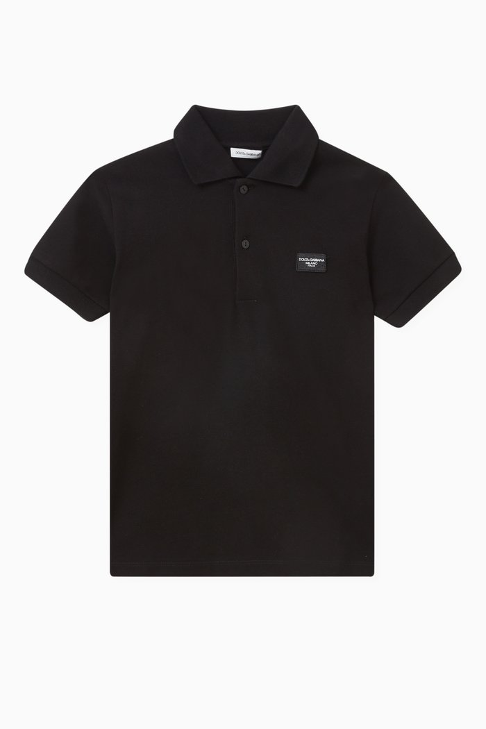 

Logo-patch Polo Shirt in Cotton-piqué, Black