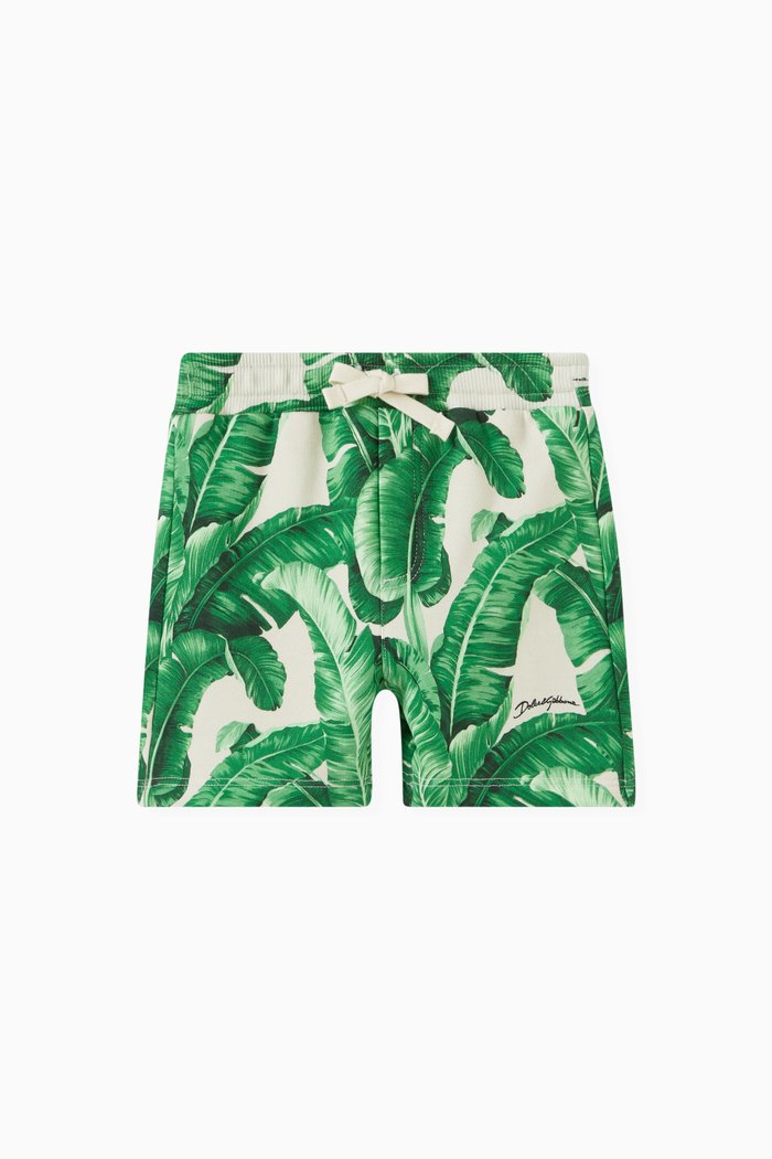 

Leaf-print Shorts in Cotton, Green