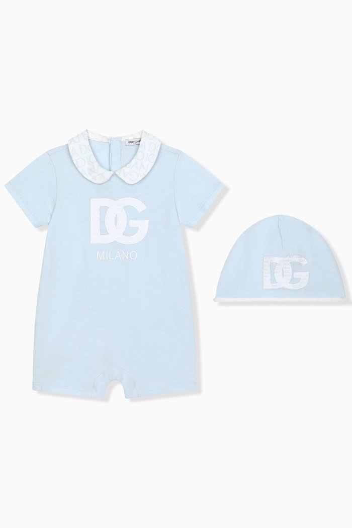 

Logo Romper Set in Cotton, Blue