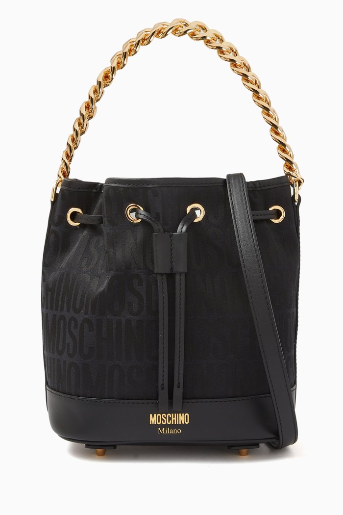 

Small Bucket Bag in Jacquard Nylon, Black