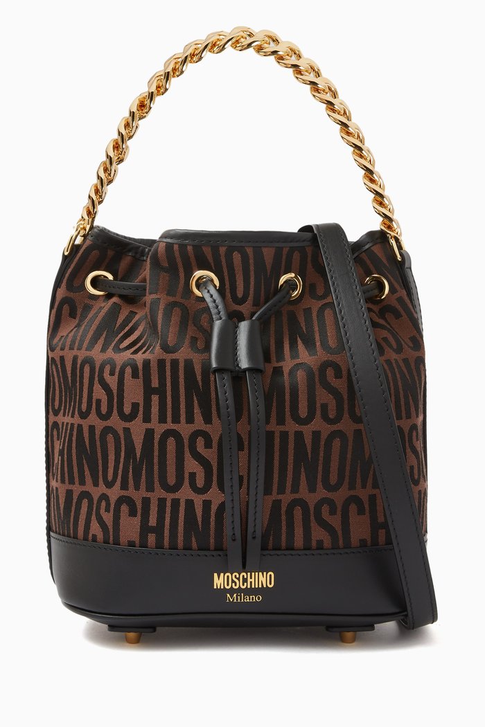 

Small Bucket Bag in Jacquard Nylon, Brown