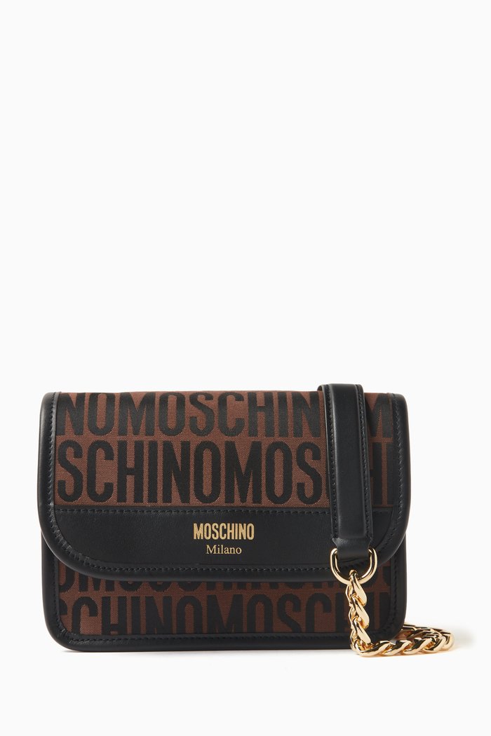 

Medium Logo Crossbody Bag in Jacquard, Brown