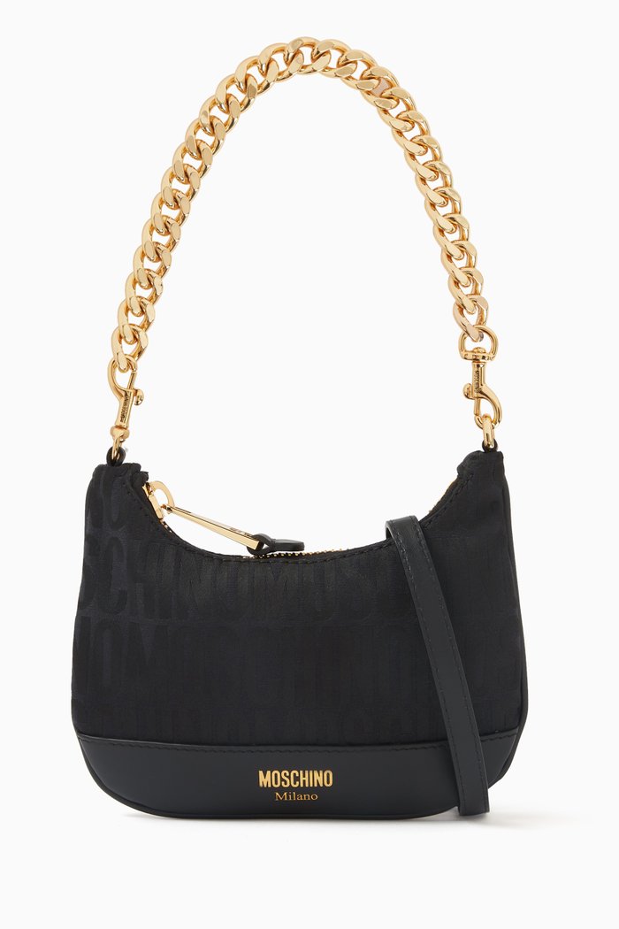 

Small Shoulder Bag in Jacquard Nylon, Black