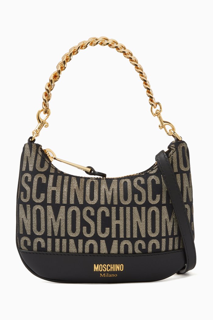 

Small Shoulder Bag in Jacquard Nylon, Black