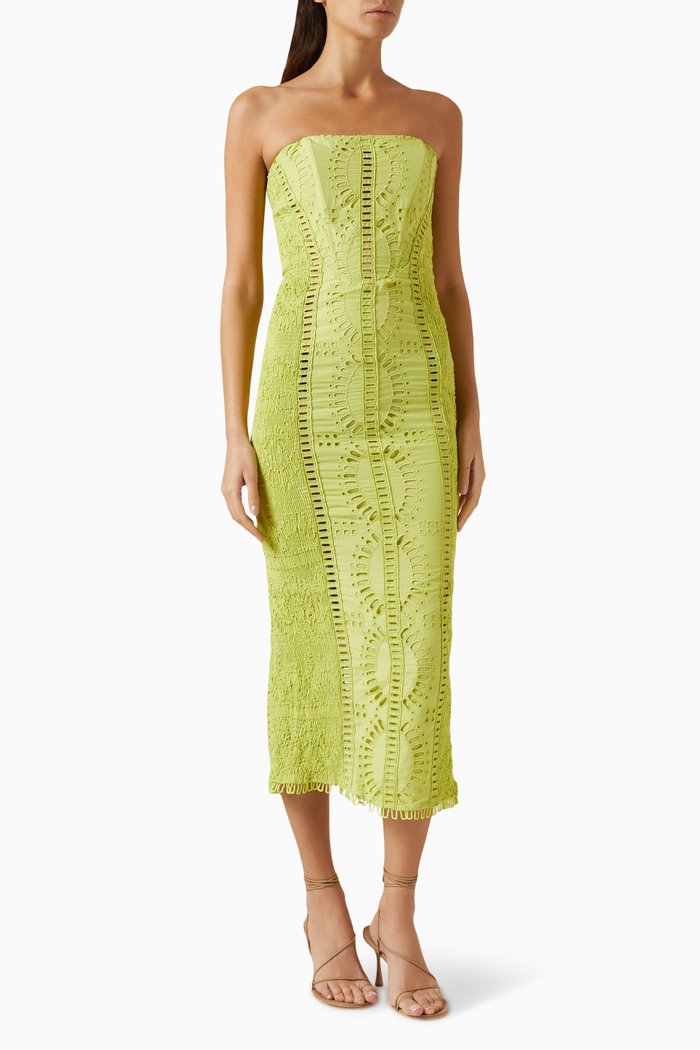 

Ynisa Eyelet Midi Dress, Green