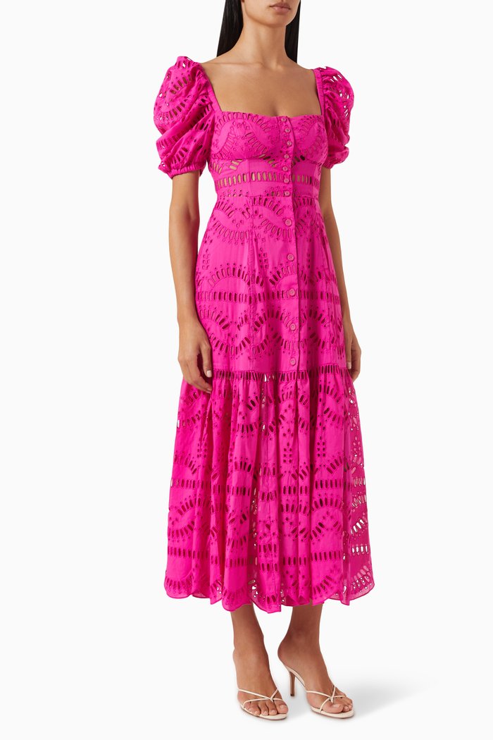 

Spiana Midi Dress in Cotton-blend Broderie, Pink