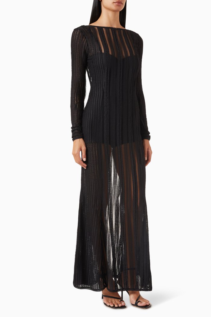 

Saley Maxi Dress in Semi-sheer Fabric, Black