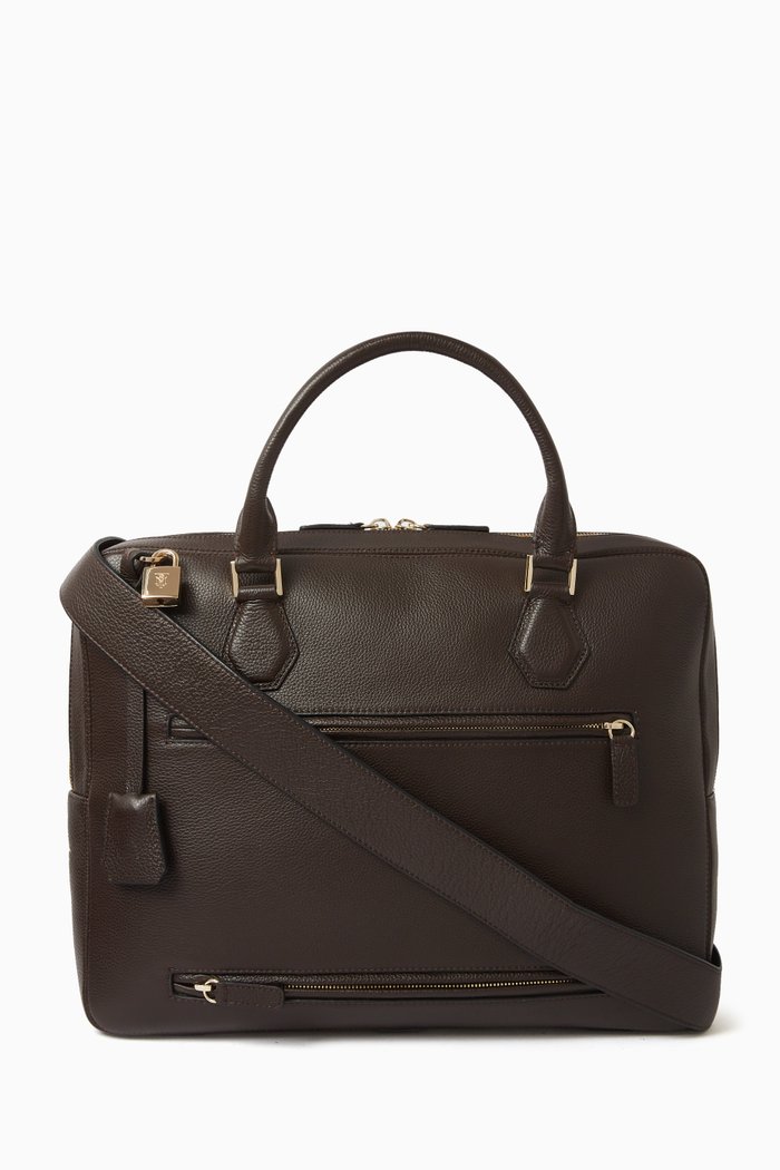 

Briefcase in Suede, Brown