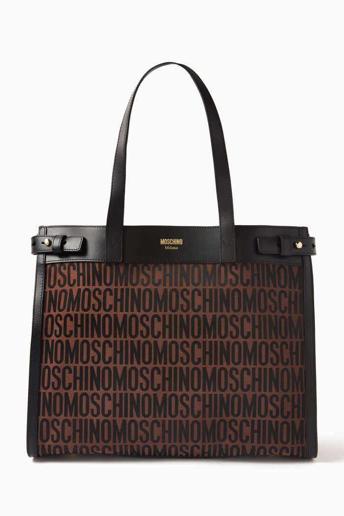

Large Jacquard Tote Bag in Canvas, Brown