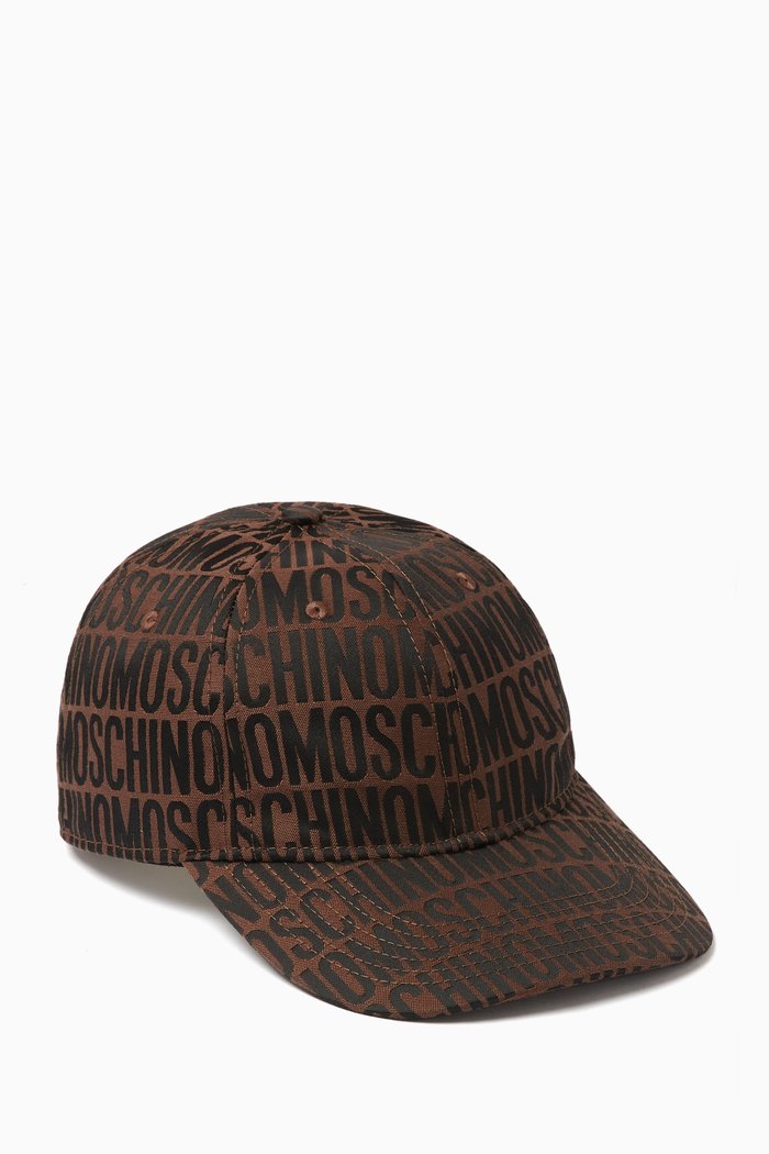 

Logo Print Baseball Cap in Nylon Jacquard, Brown