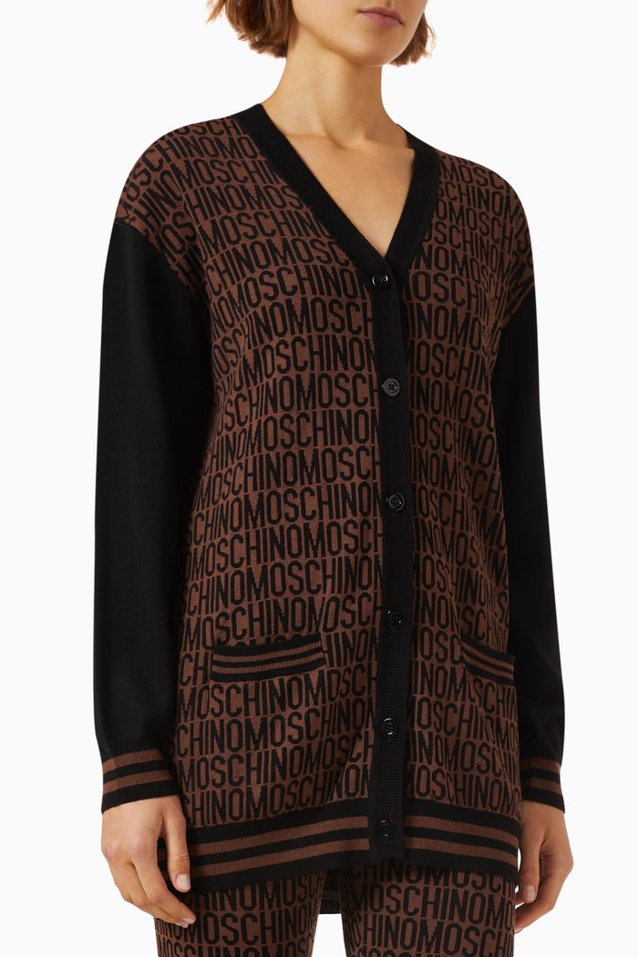 

Logo Intarsia Cardigan, Brown