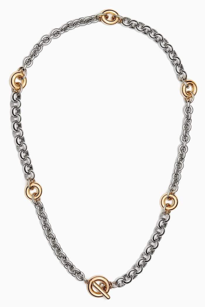

Two Tone Fillia Necklace in 14kt Gold & Platinum-plated Brass, Silver