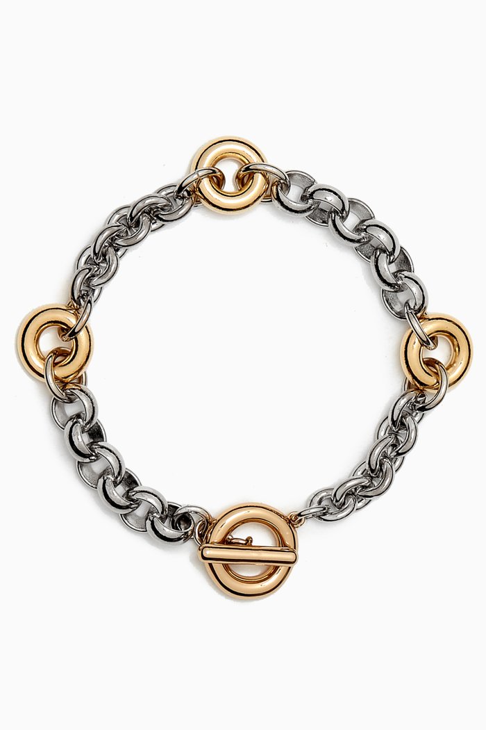

Two Tone Fillia Bracelet in 14kt Gold & Platinum-plated Brass, Silver