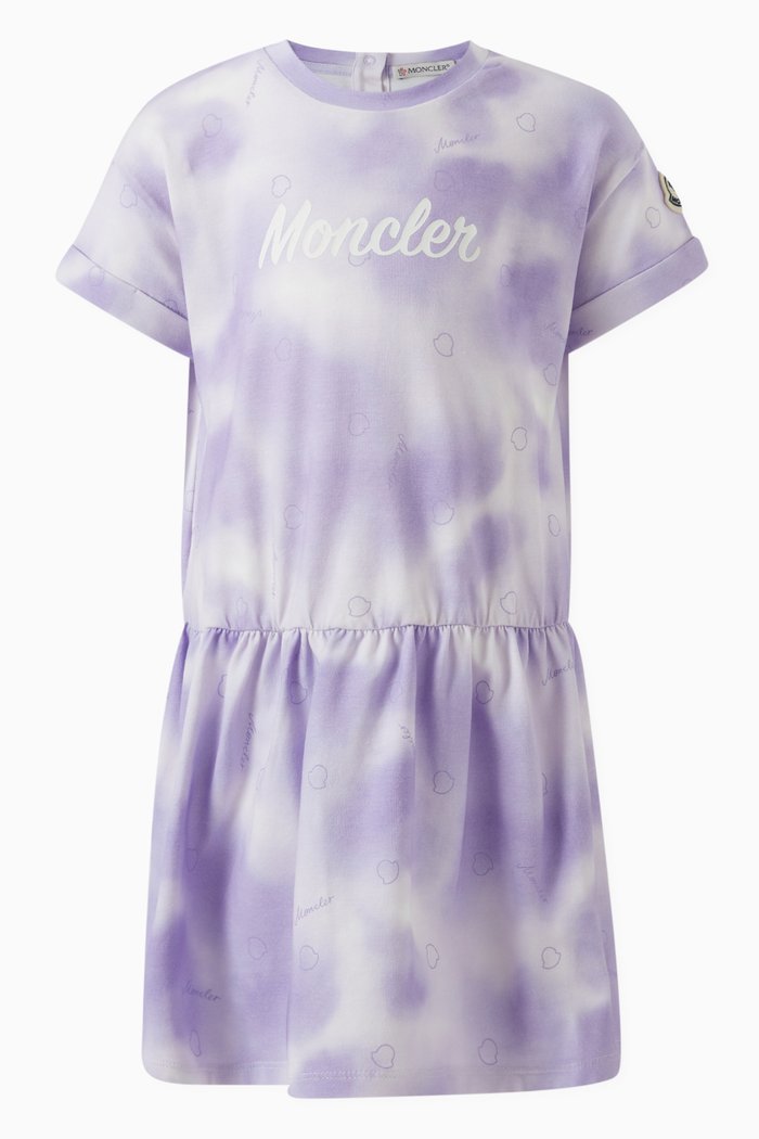 

Logo Tie-dye Dress in Cotton, Purple