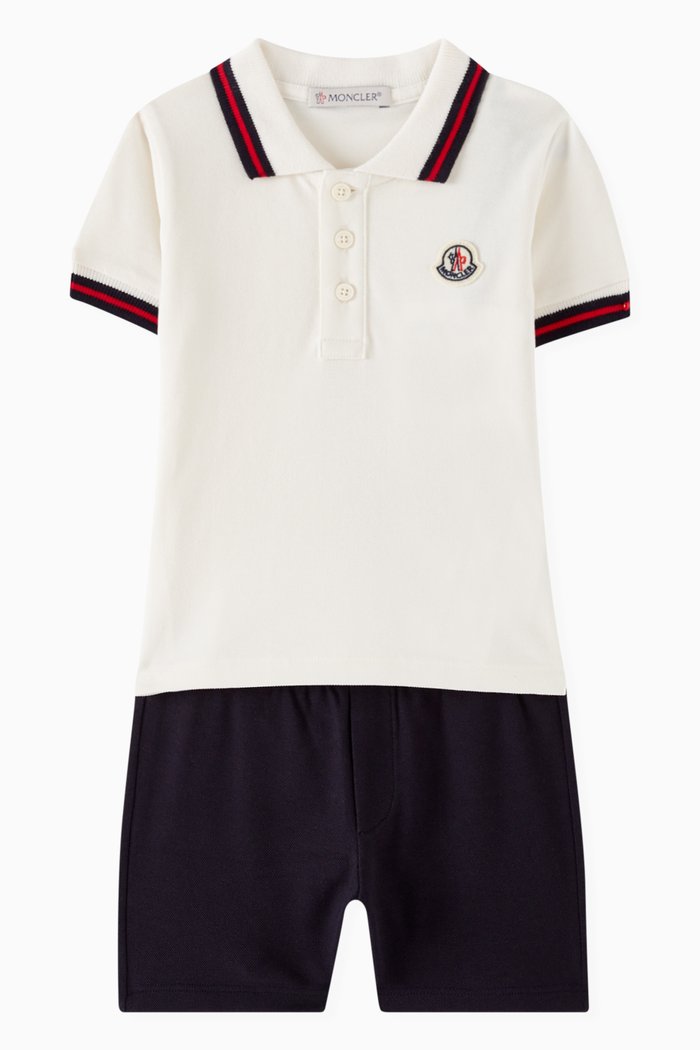 

Polo Shirt & Shorts Set in Cotton Piquet, White