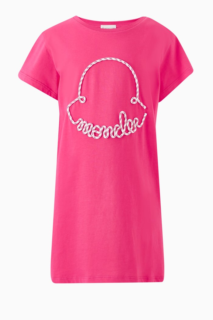 

Logo Lace Dress in Cotton, Red