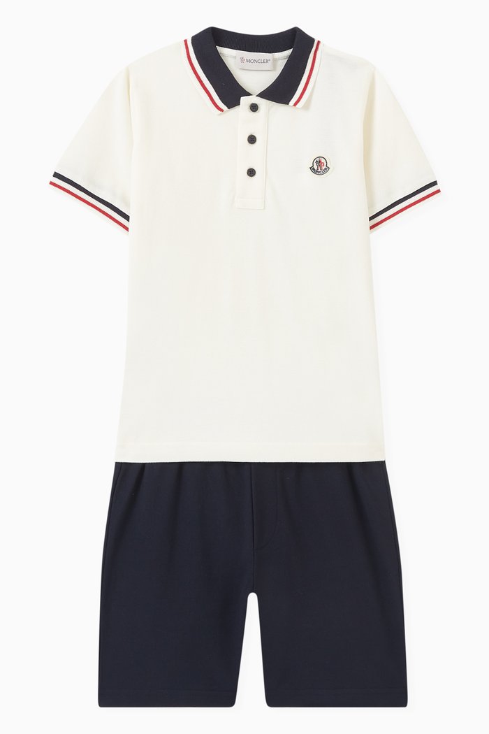 Polo Shirt and Shorts Set in Cotton/, Blue