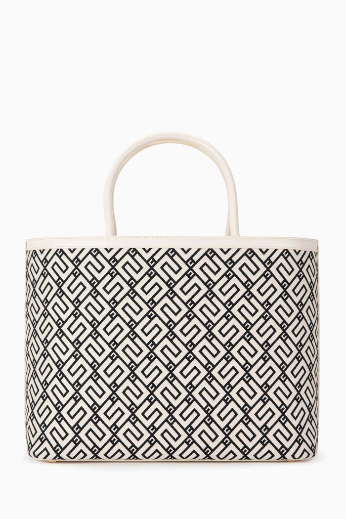 

Large EF Logo Tote Bag in Jacquard, Neutral
