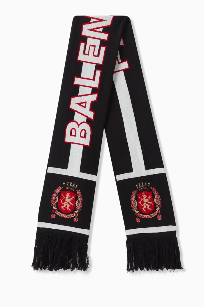 

Paris Soccer Scarf in Fine Wool, Black