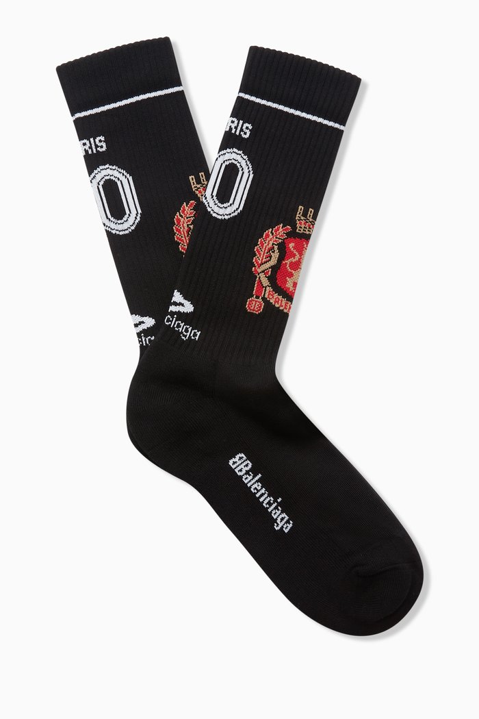 Paris Soccer Socks in Stretch Cotton, Black