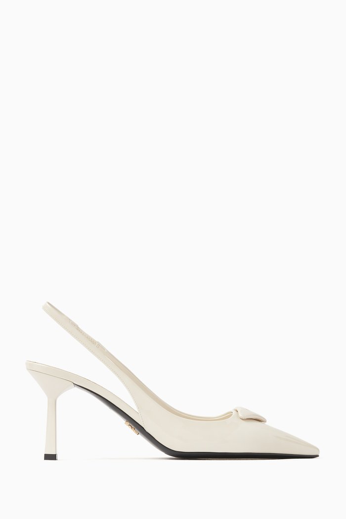 

Decollete Slingback 75 Pumps in Patent Leather, White