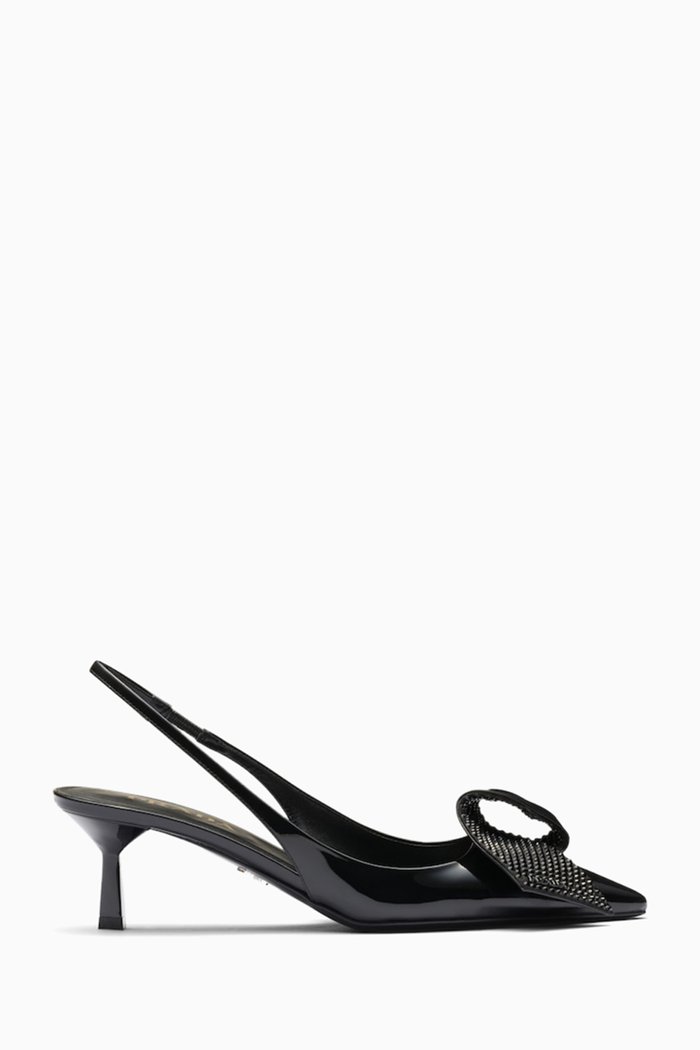 Decollete 55 Slingback Pumps in Patent Leather, Black