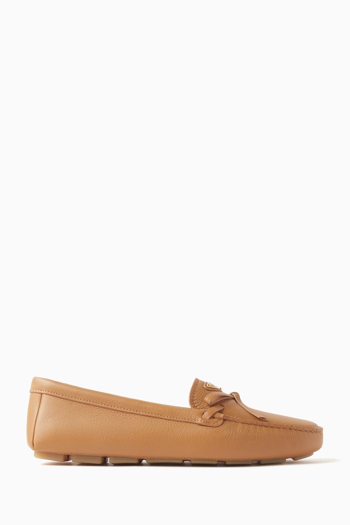 

Triangle Logo Loafers in Leather, Neutral