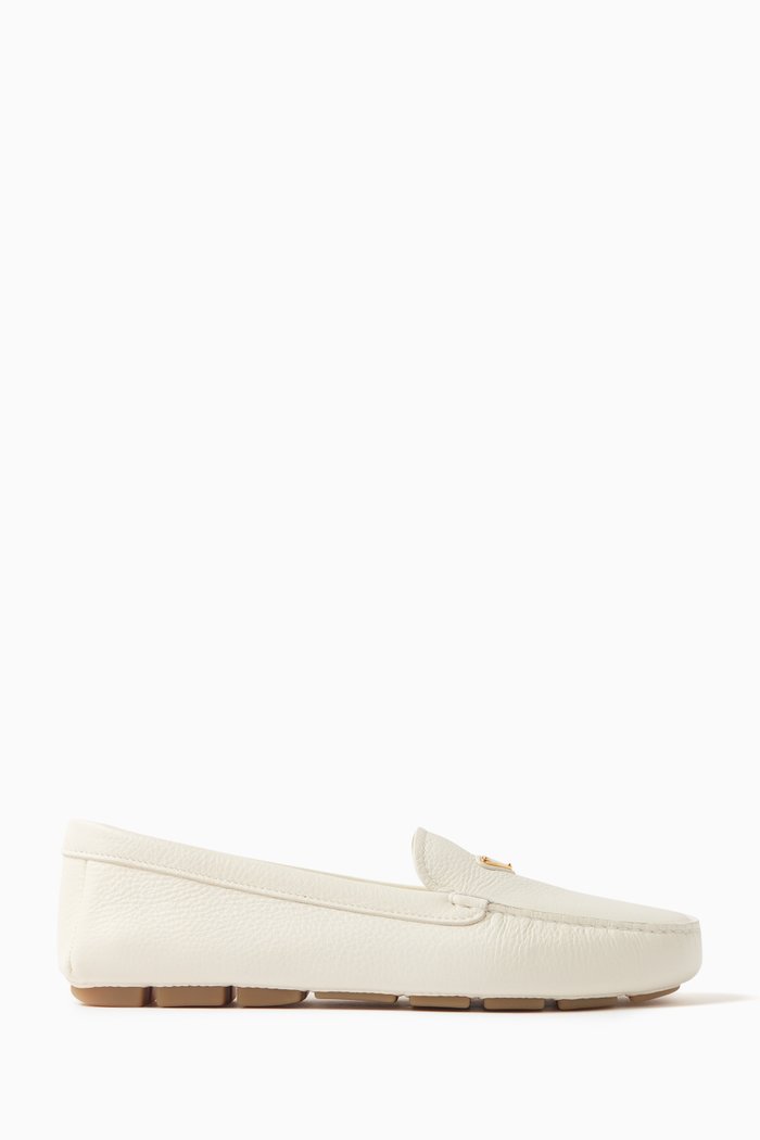 

Triangle Logo Loafers in Leather, White