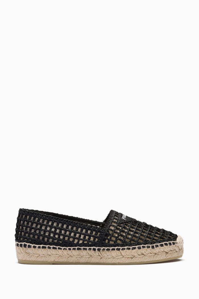 

Logo Espadrilles in Woven Fabric & Jute, Black
