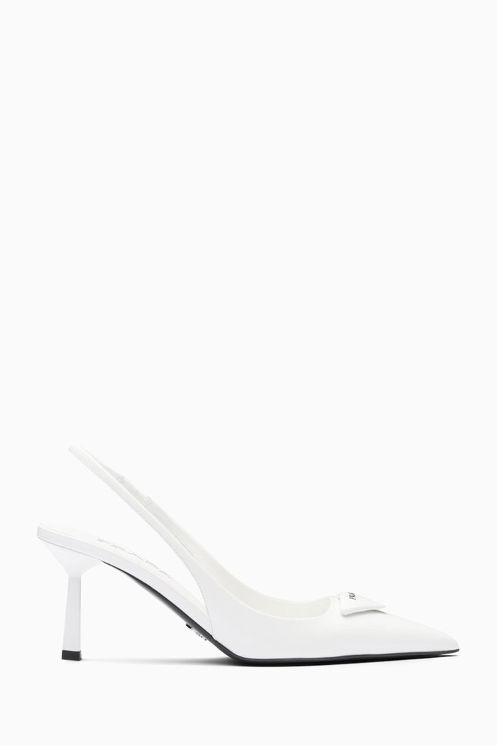 

Decollete Slingback 75 Pumps in Leather, White