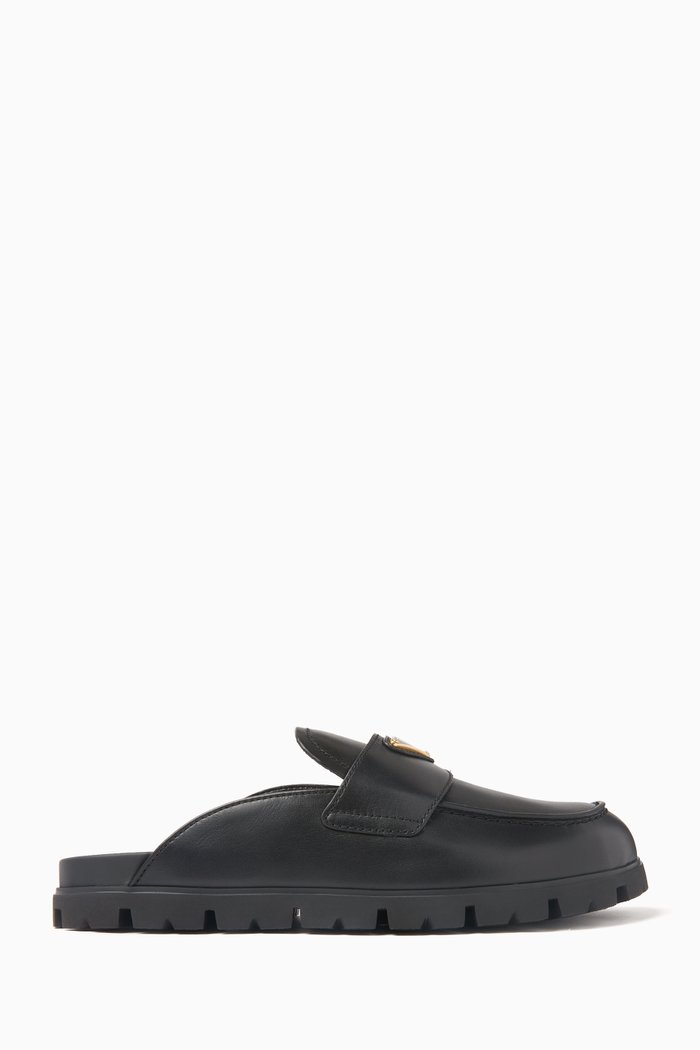 

Logo Mules in Leather, Black
