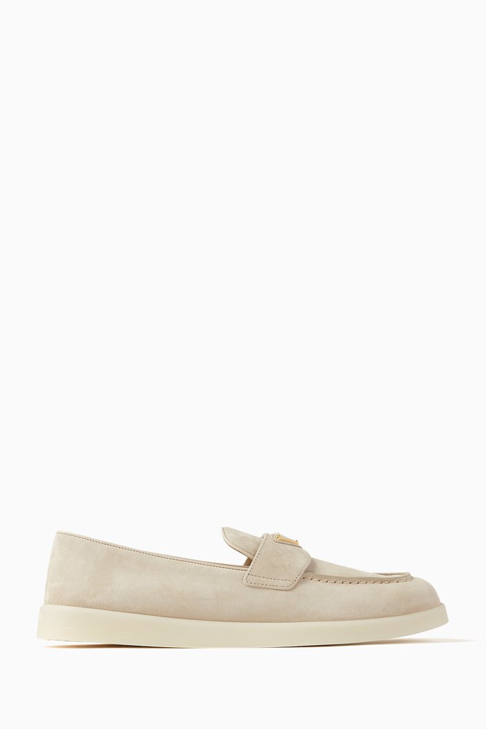 Saint Tropez Loafers in Suede Leather, Neutral