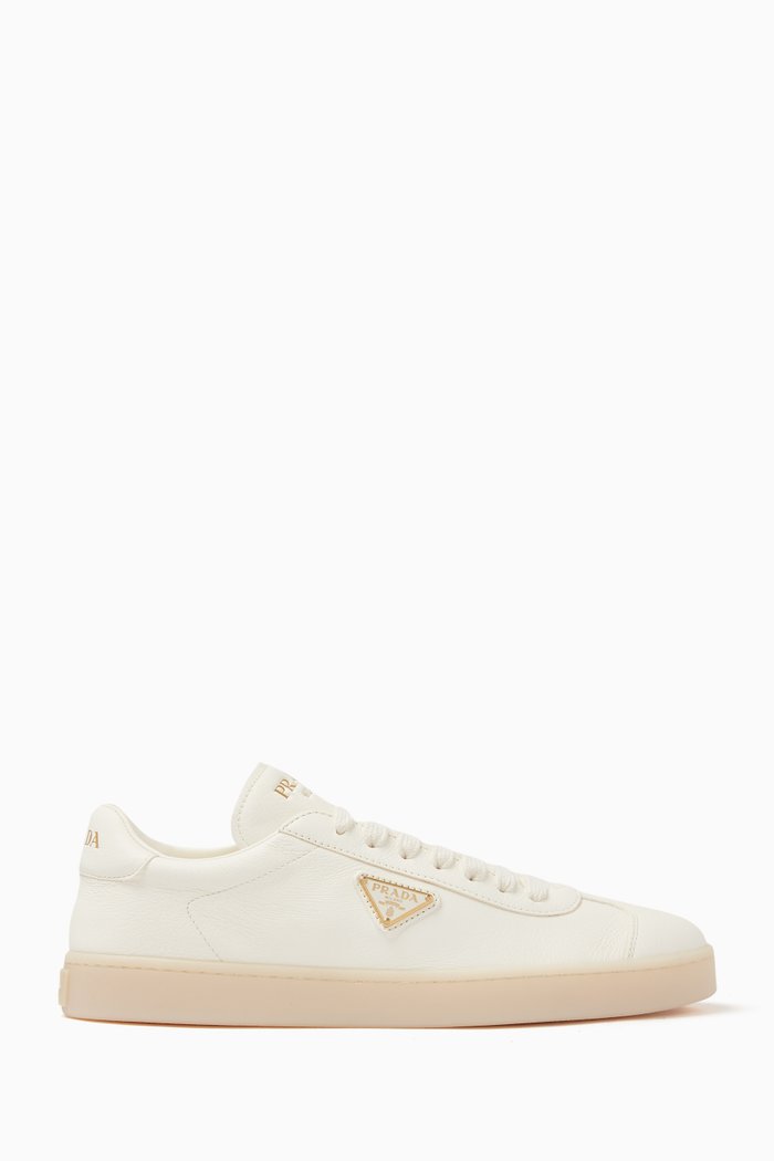

Lane Triangle Logo Sneakers in Smooth Leather, White