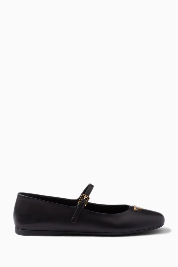 

Logo Ballerina Flats in Nappa Leather, Black