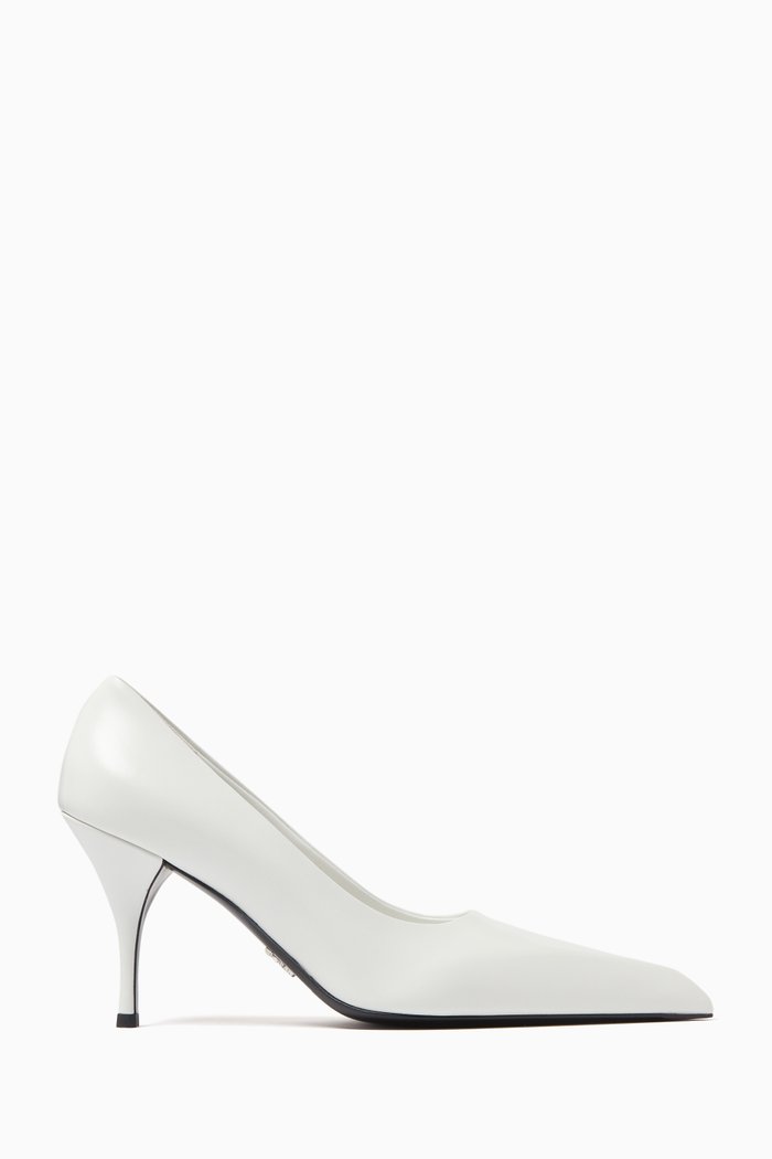 

85 Pumps in Brushed Leather, White