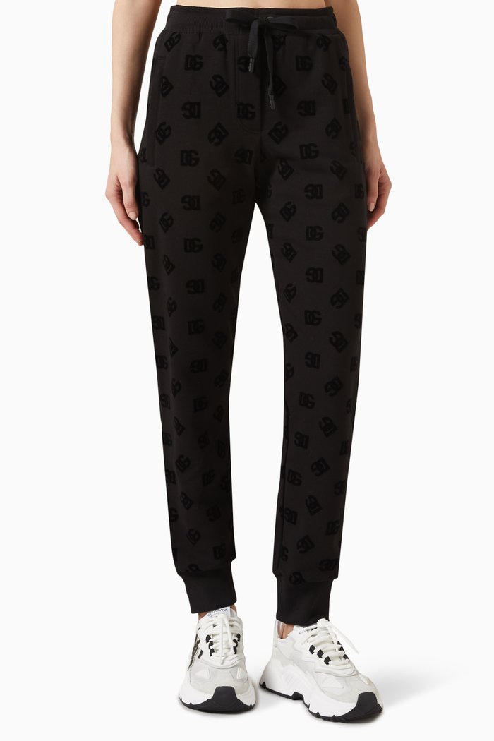 Flocked DG logo-print Sweatpants in Cotton-jersey, Multicolour