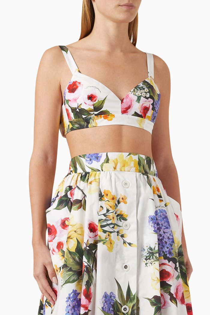 

Garden-print Bralette in Cotton, White